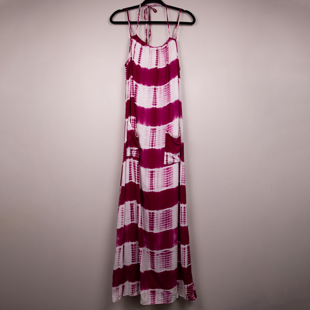Entro pink & white tie dye maxi dress-S